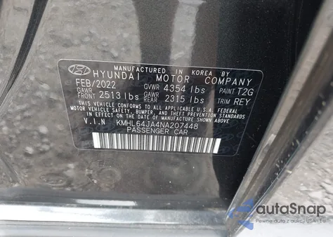 2022 Hyundai Sonata Sel from USA, damaged, VIN KMHL64JA4NA207448